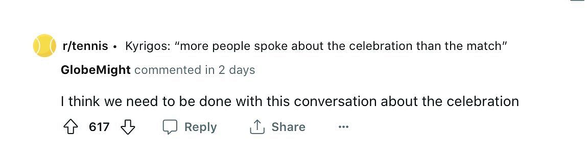 Screengrab of the fan comment on Reddit
